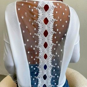 𝅺shein Mesh Embroidery Back Tee